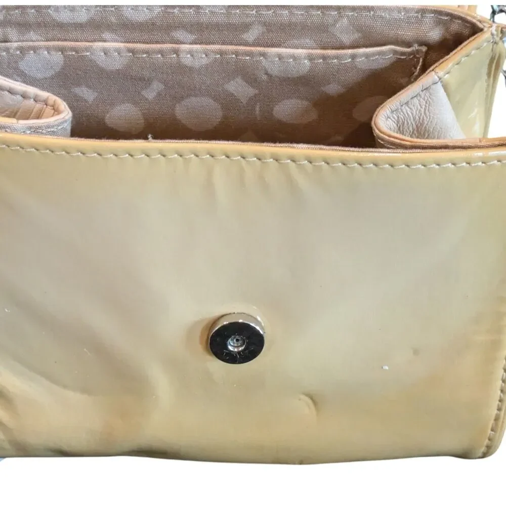 Brighton Chain Detail Crossbody Bag Patent Leather Cream Gold 6
